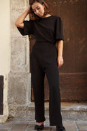 Combinaison pantalon femme tendance noire dos nu souple Celestine Lucie star ac