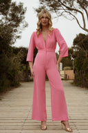 Combinaison femme été rose Jacinthe décolleté V tendance rose bonbon