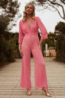 Combinaison femme été rose Jacinthe décolleté V tendance rose bonbon