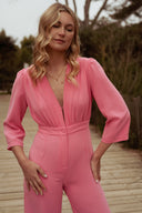 Combinaison femme été rose Jacinthe décolleté V tendance rose bonbon