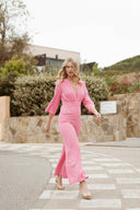 Combinaison femme été rose Jacinthe décolleté V tendance rose bonbon