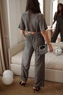 Combinaison longue fêtes de Noel femme lurex argenté dos nu Santa