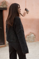 Pull gris foncé hiver femme chaud et doux oversize Sohan