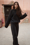 Pull gris foncé hiver femme chaud et doux oversize Sohan