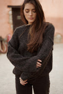 Pull gris foncé hiver femme chaud et doux oversize Sohan