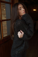 Pull gris foncé hiver femme chaud et doux oversize Sohan