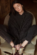 Pull gris foncé hiver femme chaud et doux oversize Sohan