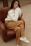 Pantalon large en daim camel femme tendance hiver Ezio