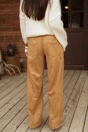 Pantalon large en daim camel femme tendance hiver Ezio