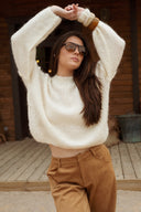 Pantalon large en daim camel femme tendance hiver Ezio