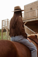 Veste effet daim marron avec frange tendance mode femme hiver Déotille