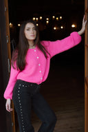 Gilet femme hiver rose fluo tendance Nino doux et chaud