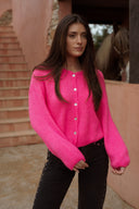 Gilet femme hiver rose fluo tendance Nino doux et chaud