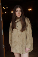 Veste femme daim beige tendance hiver Lina