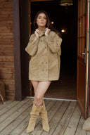 Veste femme daim beige tendance hiver Lina