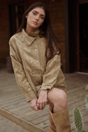 Veste femme daim beige tendance hiver Lina