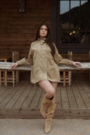 Veste femme daim beige tendance hiver Lina