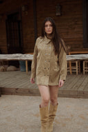 Veste femme daim beige tendance hiver Lina