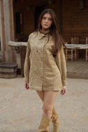 Veste femme daim beige tendance hiver Lina