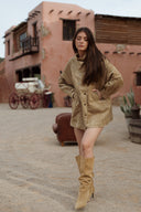 Veste femme daim beige tendance hiver Lina