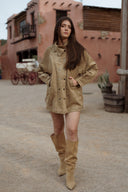 Veste femme daim beige tendance hiver Lina