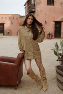 Veste femme daim beige tendance hiver Lina