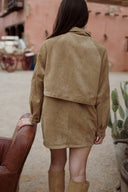 Veste femme daim beige tendance hiver Lina