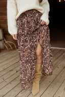 Jupe longue femme hiver marron avec fente fluide et tendance Pia