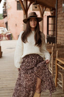 Jupe longue femme hiver marron avec fente fluide et tendance Pia