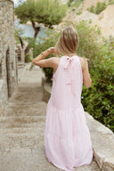 Robe longue femme rayée Lison rose pâle