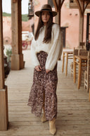 Jupe longue femme hiver marron avec fente fluide et tendance Pia