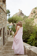 Robe longue femme rayée Lison rose pâle