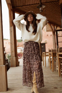 Jupe longue femme hiver marron avec fente fluide et tendance Pia