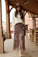 Jupe longue femme hiver marron avec fente fluide et tendance Pia