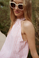 Robe longue femme rayée Lison rose pâle