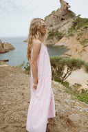 Robe longue femme rayée Lison rose pâle