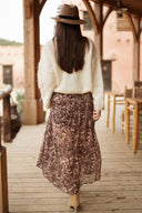 Jupe longue femme hiver marron avec fente fluide et tendance Pia