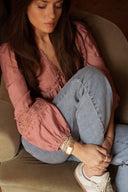 Blouse évasée rose femme hiver bohème romantique Alma