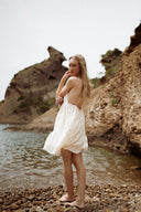 Robe courte beige femme fines bretelles Odélie