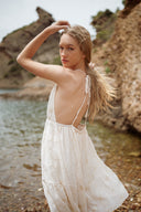 Robe courte beige femme fines bretelles Odélie