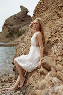 Robe courte beige femme fines bretelles Odélie