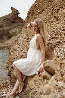 Robe courte beige femme fines bretelles Odélie