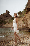 Robe courte beige femme fines bretelles Odélie