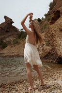 Robe courte beige femme fines bretelles Odélie