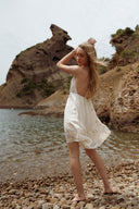 Robe courte beige femme fines bretelles Odélie