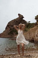 Robe courte beige femme fines bretelles Odélie