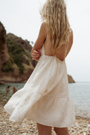 Robe courte beige femme fines bretelles Odélie