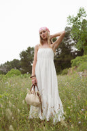 Robe longue blanche d'été en gaze de coton femme Ruth