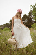 Robe longue blanche d'été en gaze de coton femme Ruth