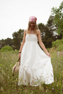 Robe longue blanche d'été en gaze de coton femme Ruth